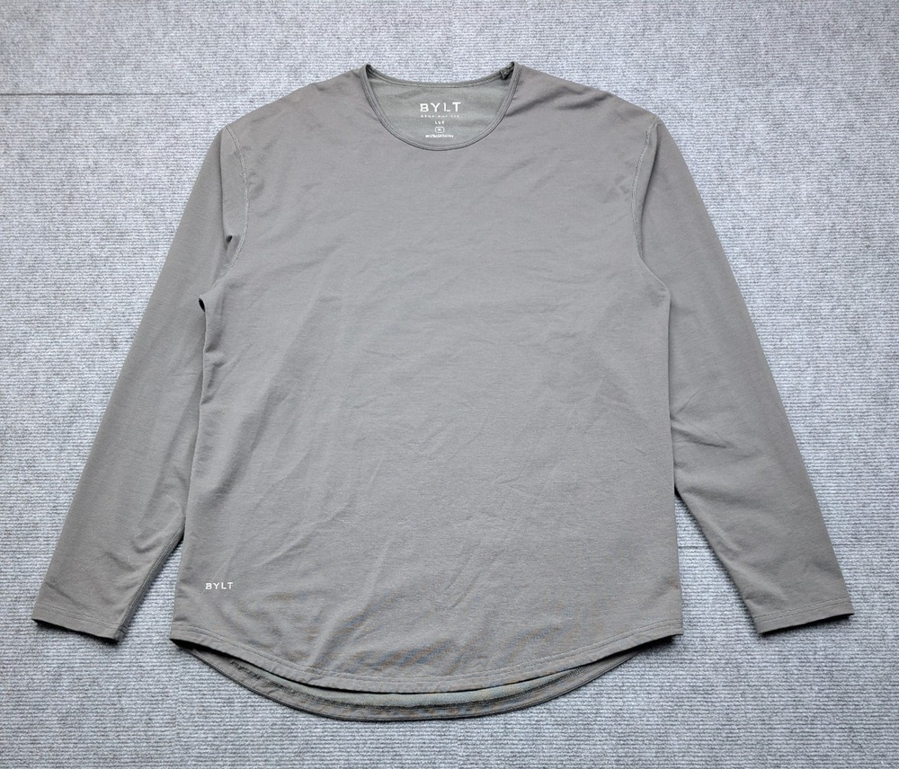 Bylt Basics Drop Cut LS Lux Shirt Mens XL Gray Athletic Long Sleeve Classic Tee